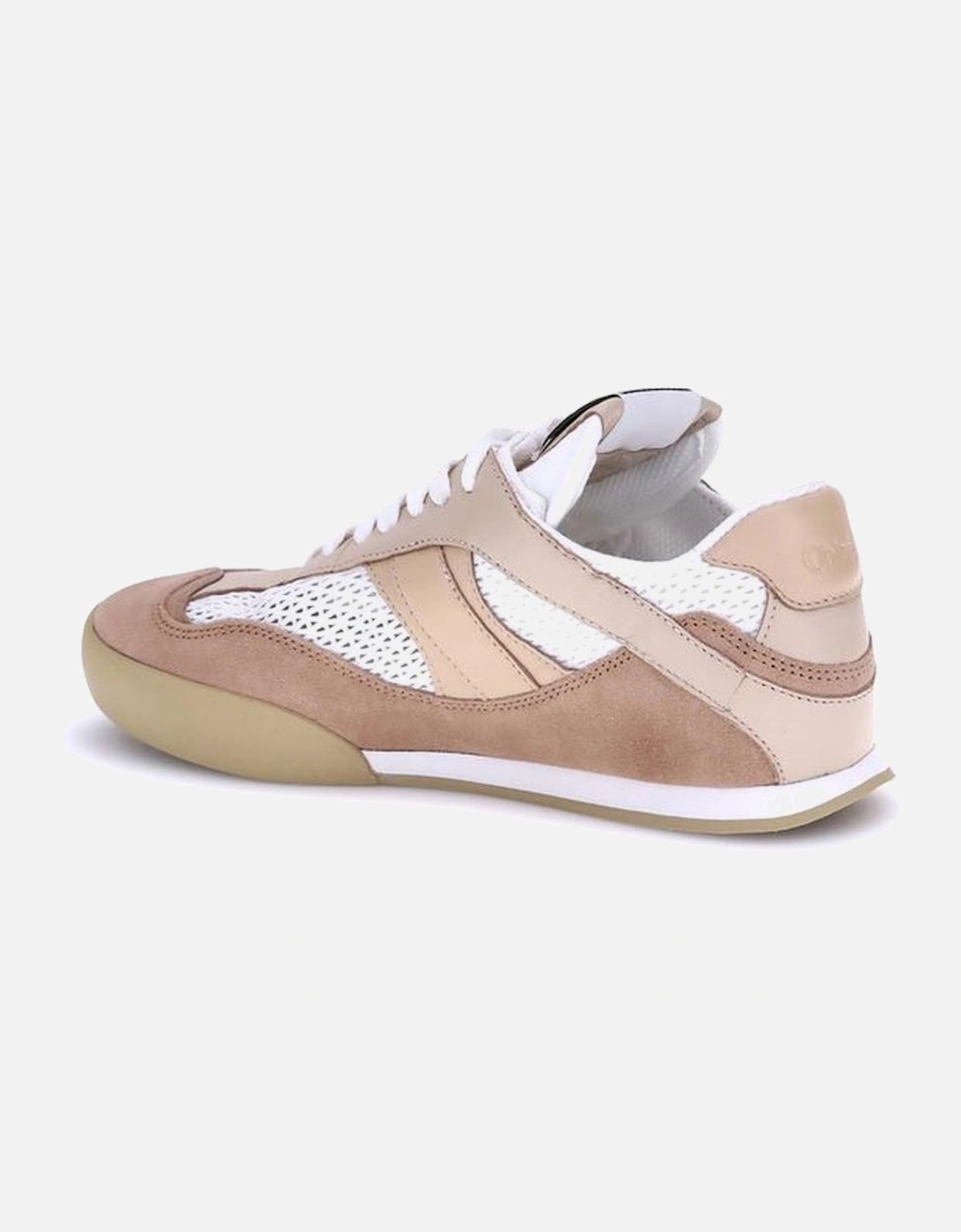 Mesh and Leather Suede Kick Sneakers Women - Beige