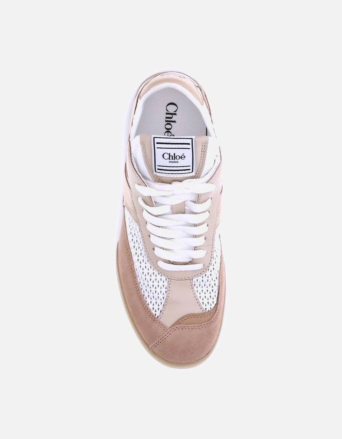 Mesh and Leather Suede Kick Sneakers Women - Beige