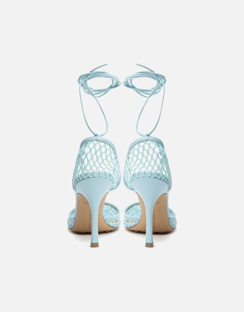Stretch Mesh Square Toe Lace-Up Sandals Women - Blue
