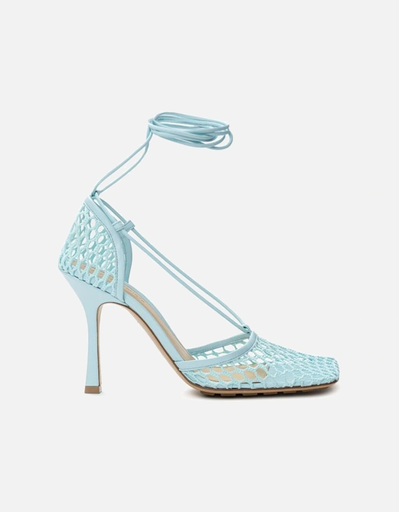 Stretch Mesh Square Toe Lace-Up Sandals Women - Blue