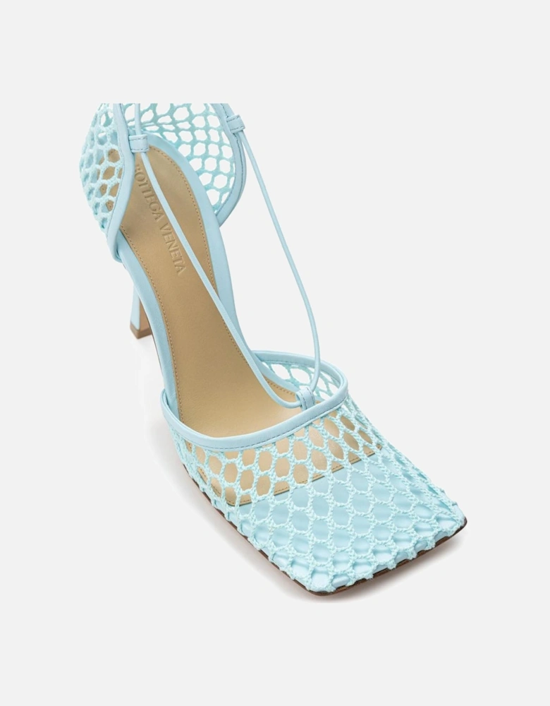 Stretch Mesh Square Toe Lace-Up Sandals Women - Blue