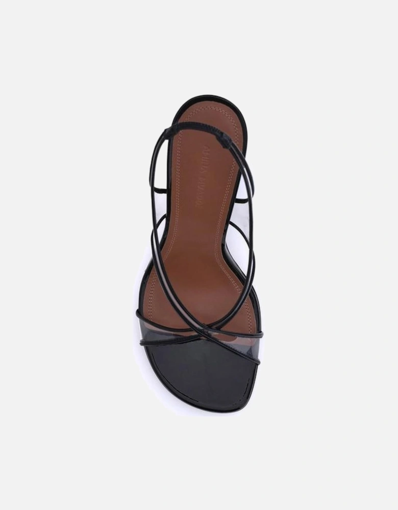 Transparent PVC Crisscross Geometric Heel Sandals Women - Black Pumps