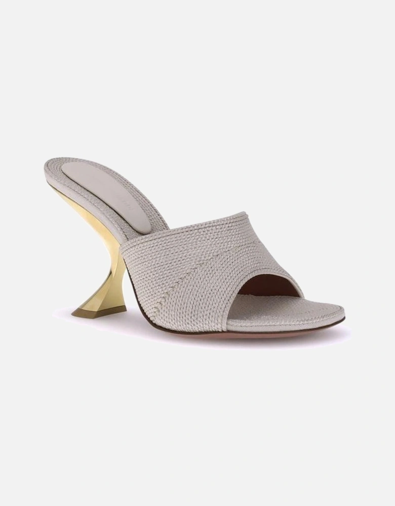 Geometric Heel Braided Strap Sandals Women - Cream Pumps