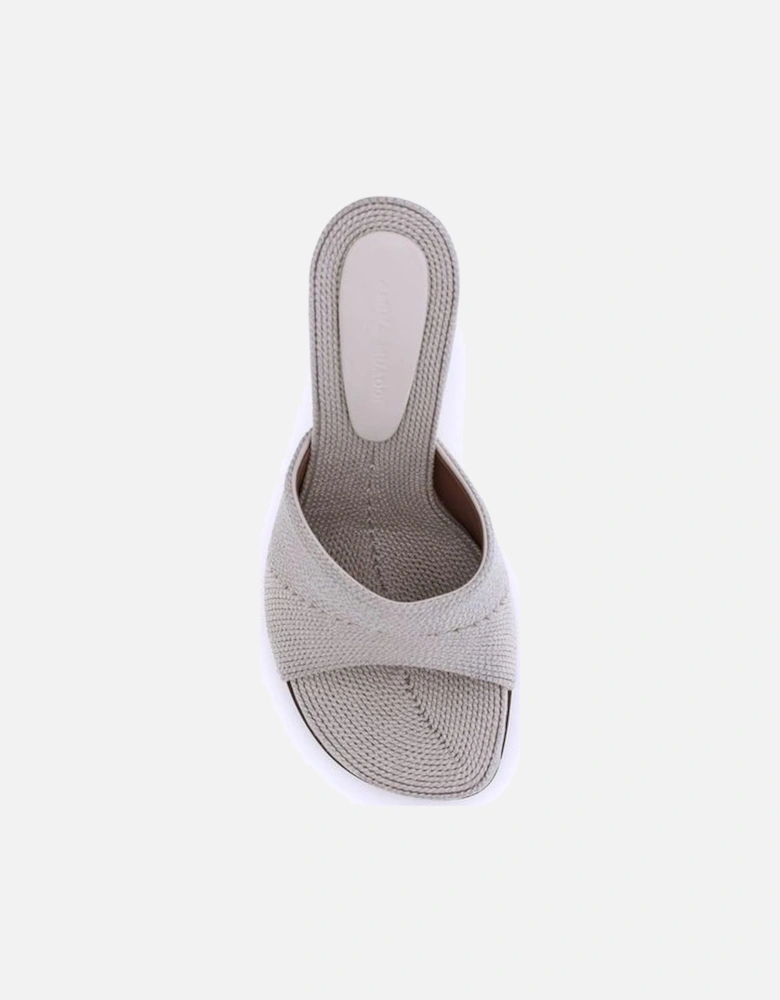 Geometric Heel Braided Strap Sandals Women - Cream Pumps