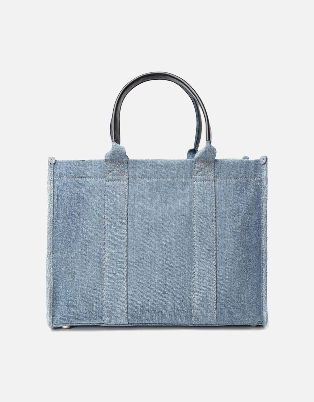Denim Hardware Tote Handbag with Leather Handles Women - Blue Sweaters