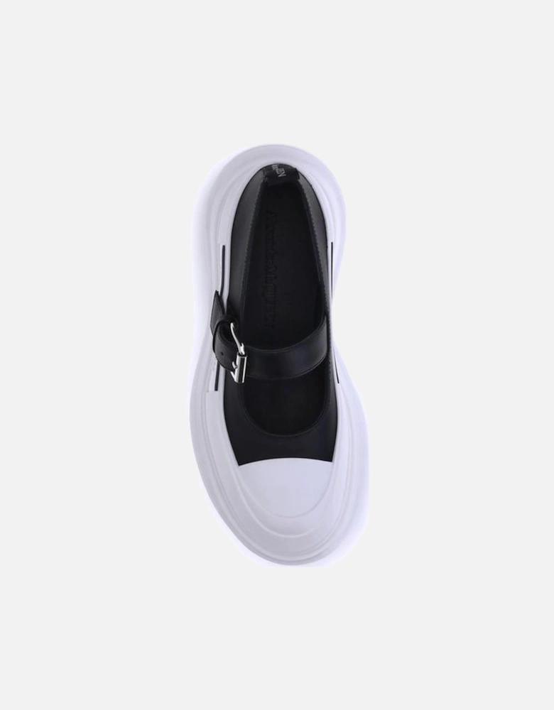 Leather and Rubber Ballerinas with Adjustable Strap Women - Black