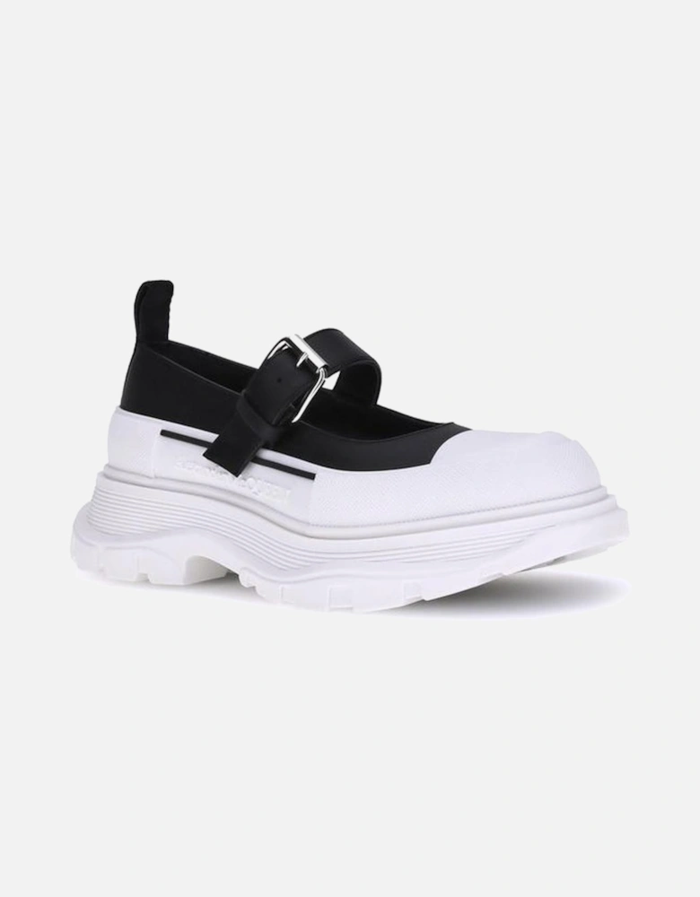 Leather and Rubber Ballerinas with Adjustable Strap Women - Black