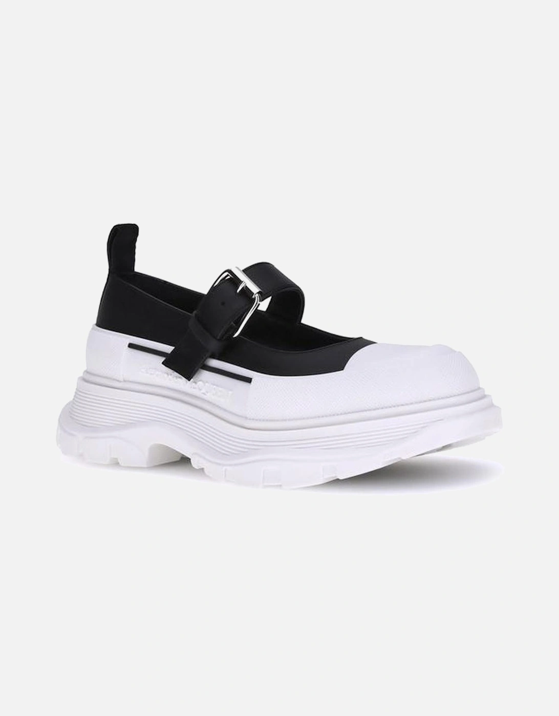 Leather and Rubber Ballerinas with Adjustable Strap Women - Black