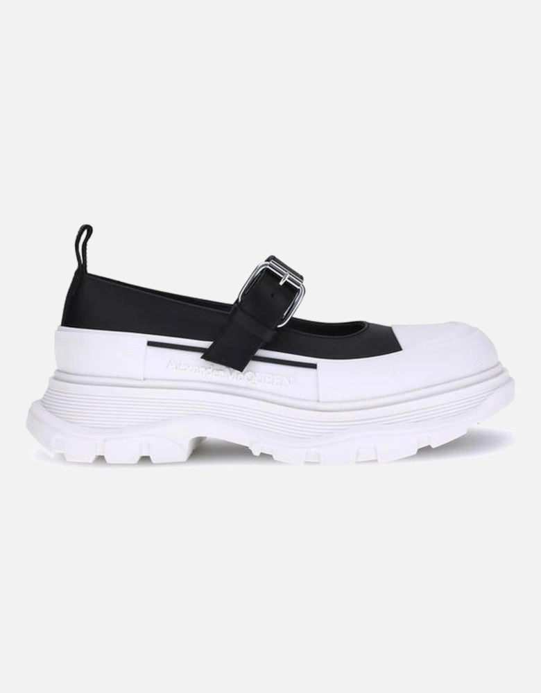Leather and Rubber Ballerinas with Adjustable Strap Women - Black