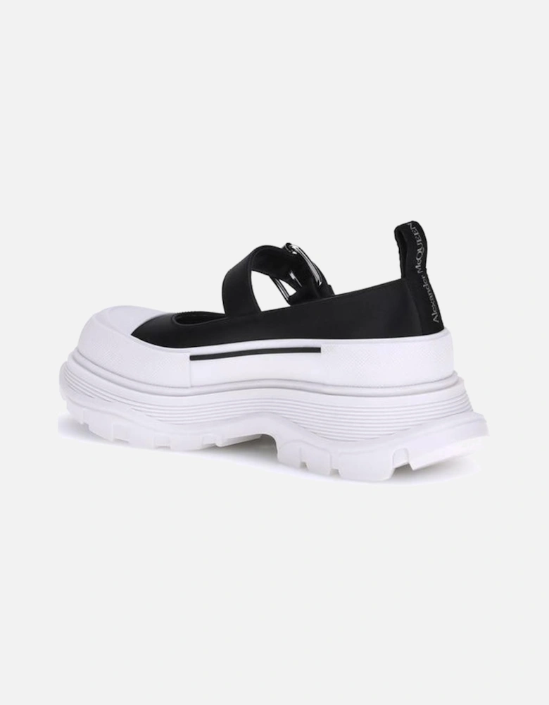 Leather and Rubber Ballerinas with Adjustable Strap Women - Black