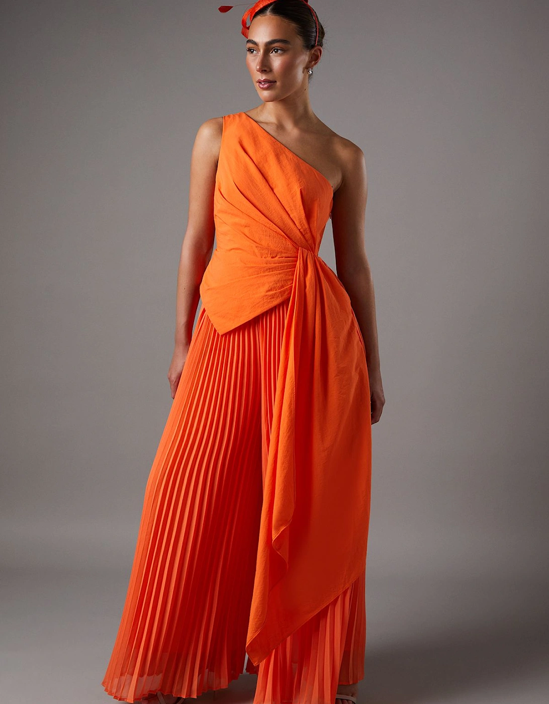One Shoulder Drape Detail Wide Leg Jumpsuit, 2 of 1