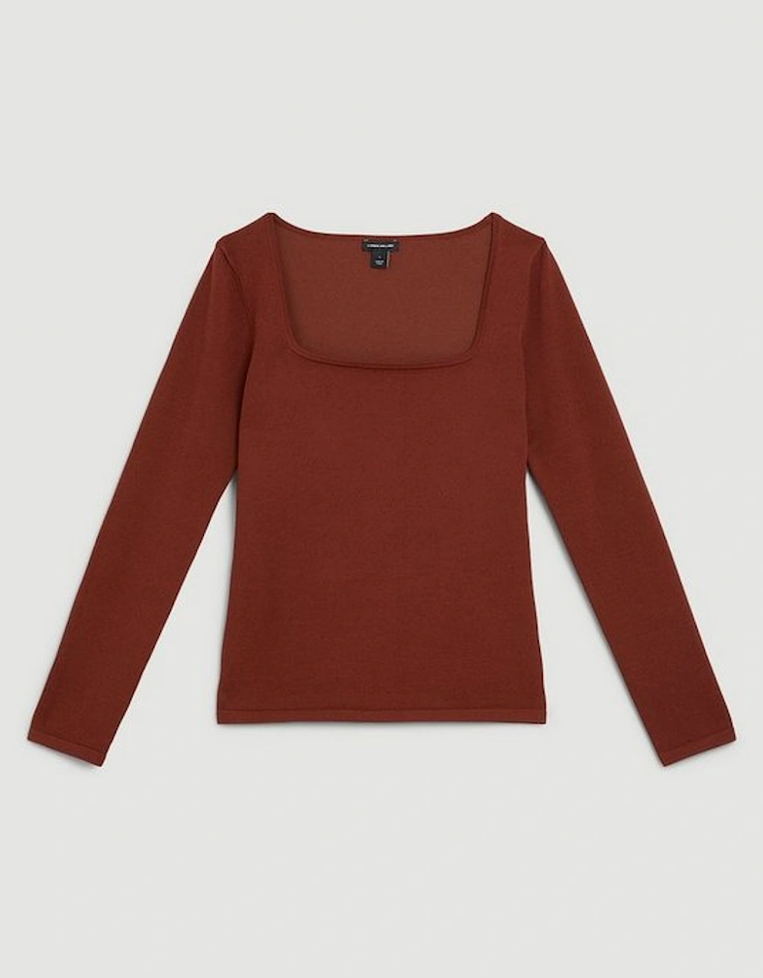Viscose Blend Square Neck Figure Form Knitted Top