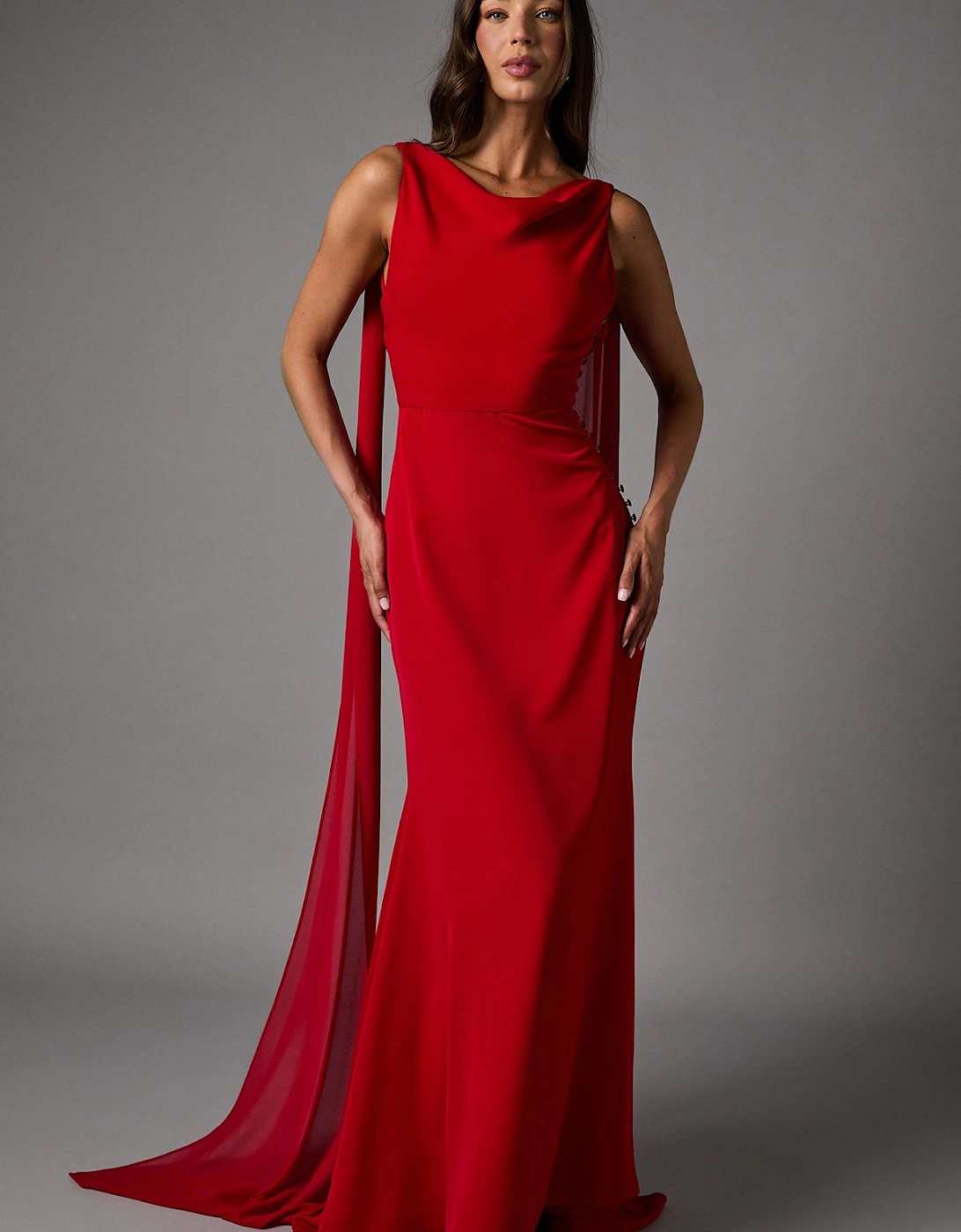 Chiffon Cowl Back Detail Maxi Dress, 2 of 1