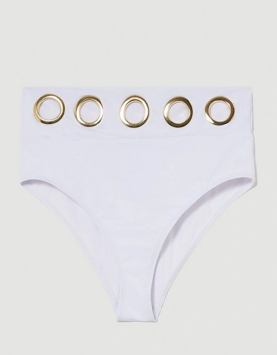 Eyelet Detail High Waist Bikini Bottoms
