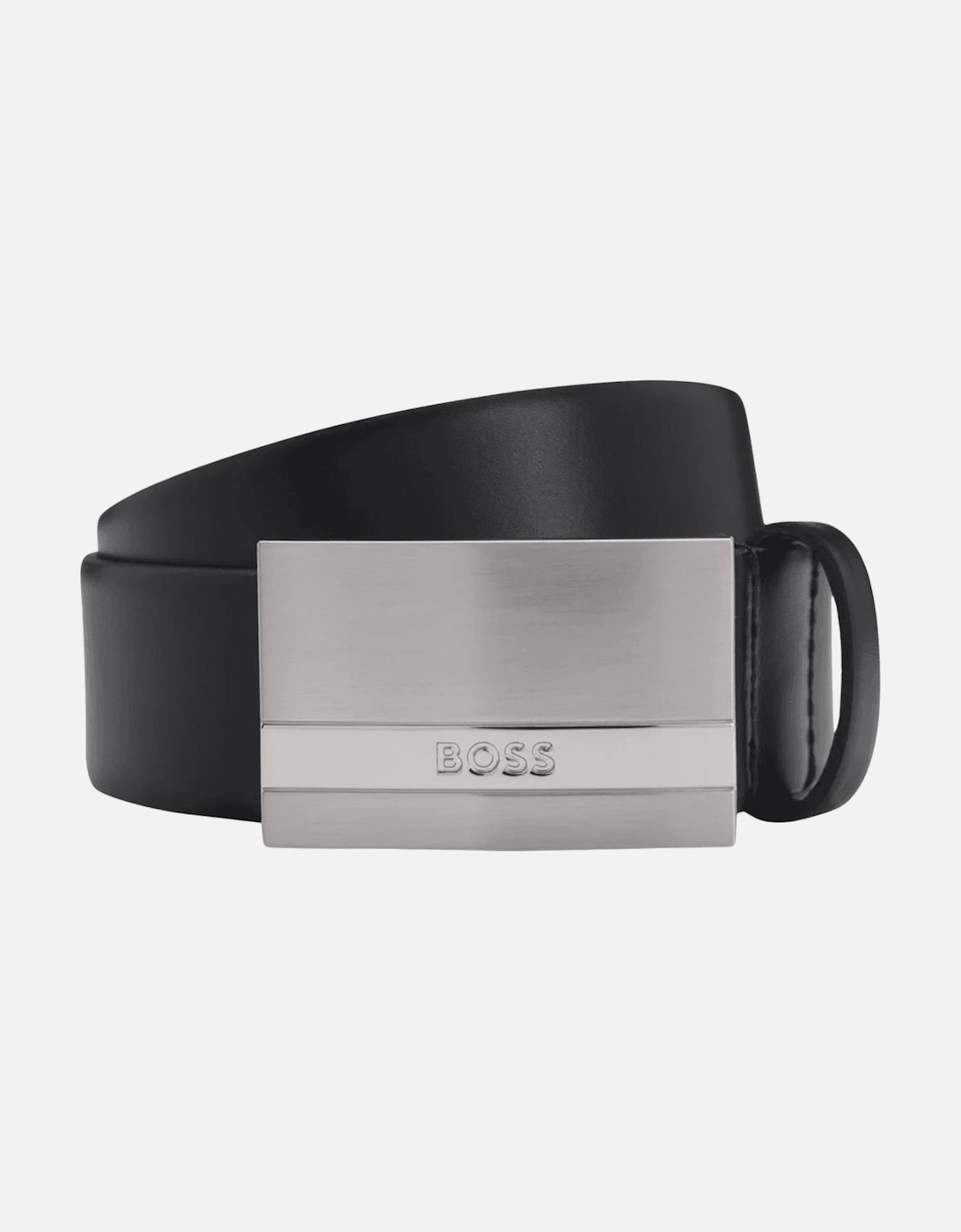 Baxton Plaque Logo Leather Black Belt, 4 of 3