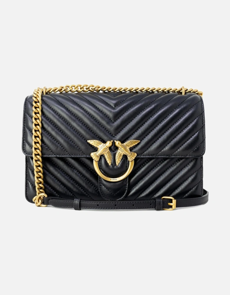 Black Shoulder Bag with Clip Fastening Women