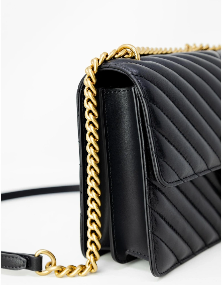 Black Shoulder Bag with Clip Fastening Women