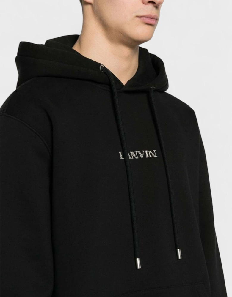 Embroidered Loose Logo Hoodie Black