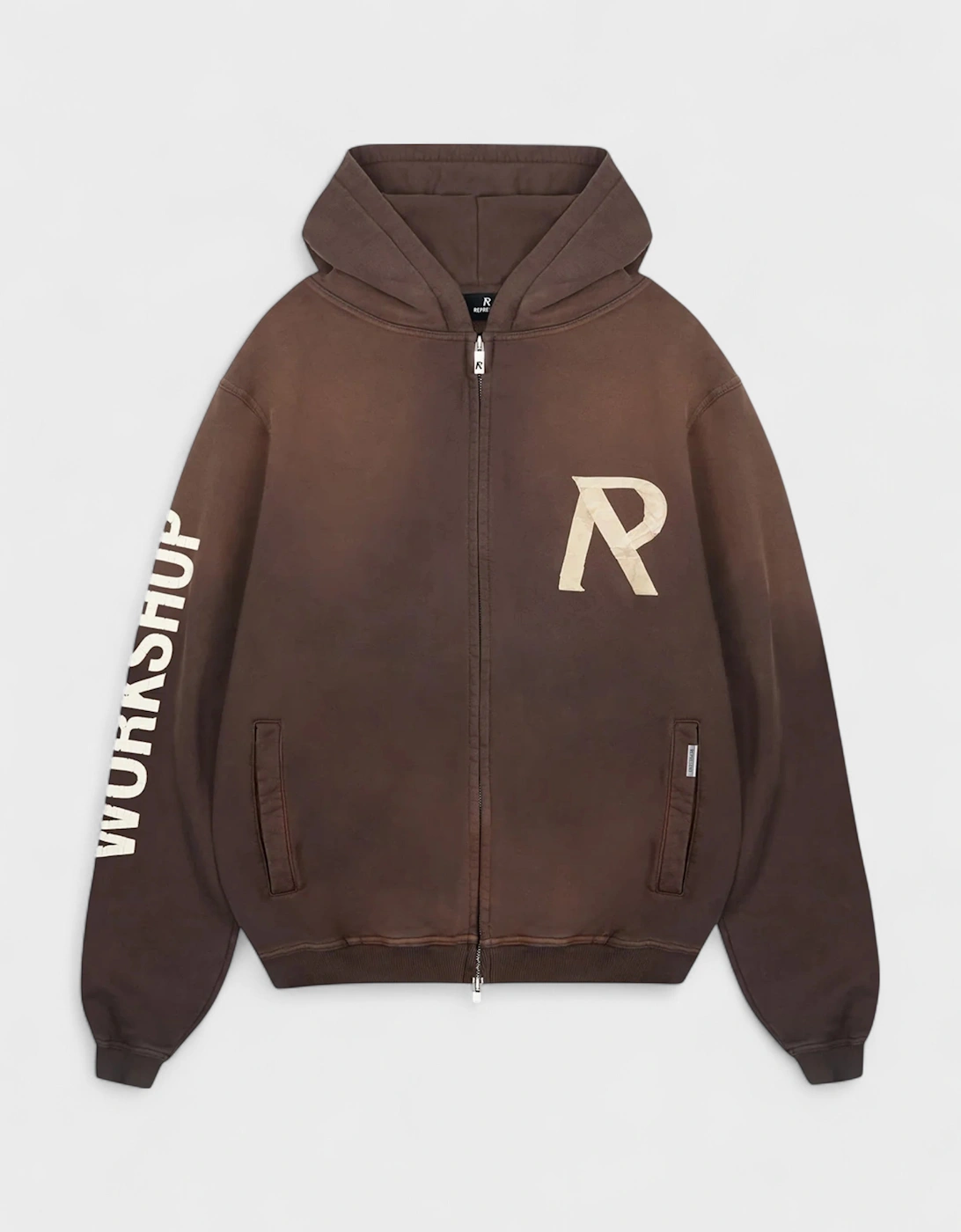 Masking Tape Initial Zipped Hoodie Cedar Brown, 9 of 8