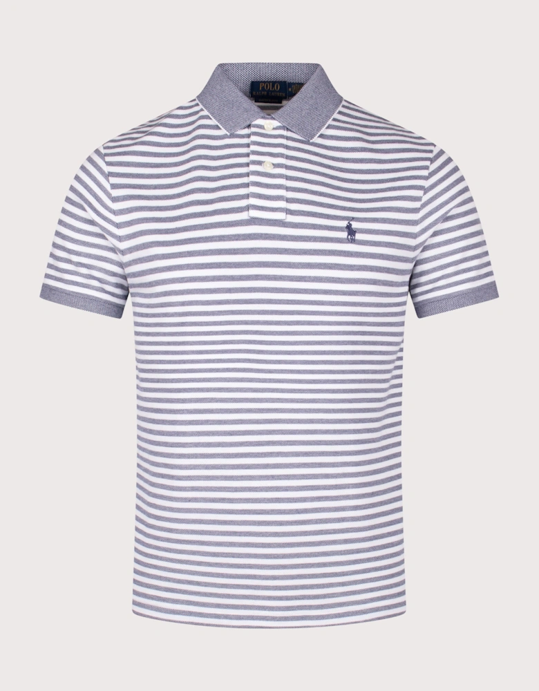 Custom Slim Fit Striped Mesh Polo Shirt