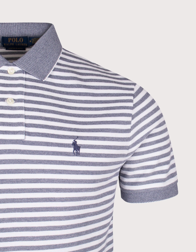 Custom Slim Fit Striped Mesh Polo Shirt