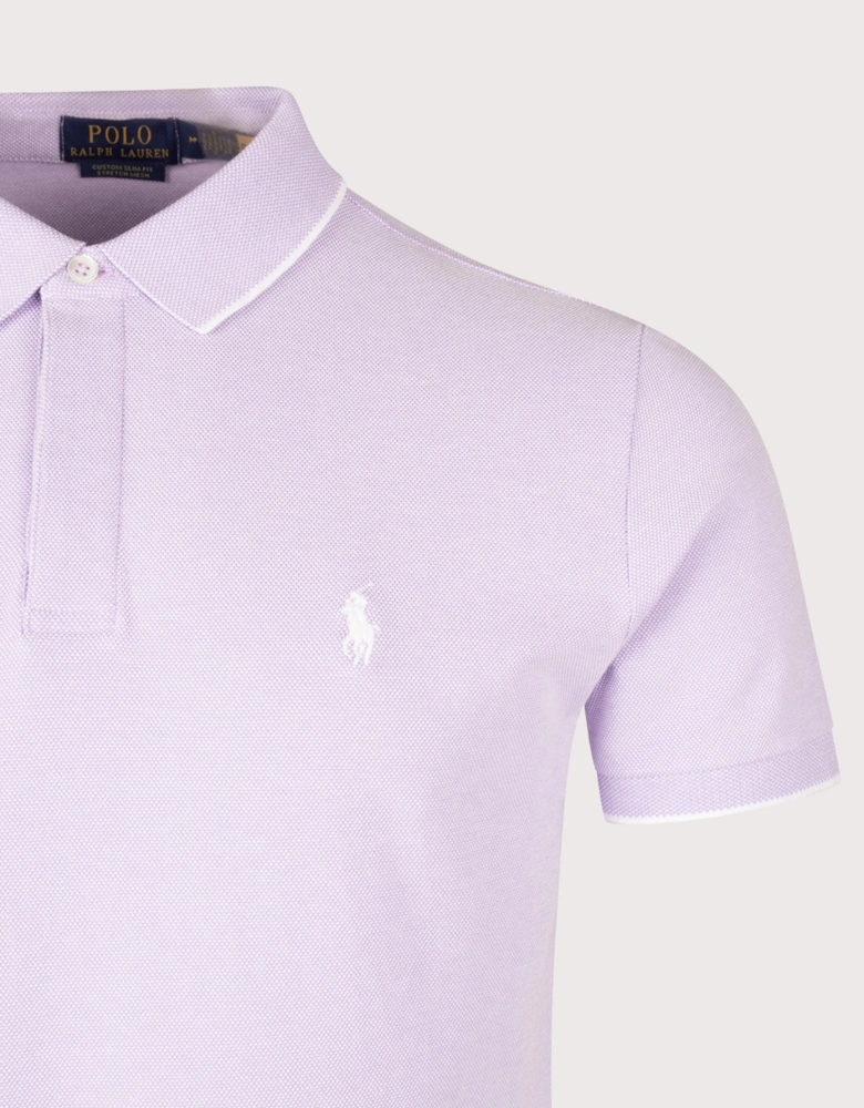 Custom Slim Fit Stretch Oxford Mesh Polo Shirt