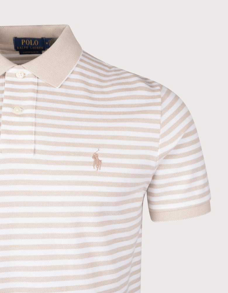 Custom Slim Fit Striped Mesh Polo Shirt