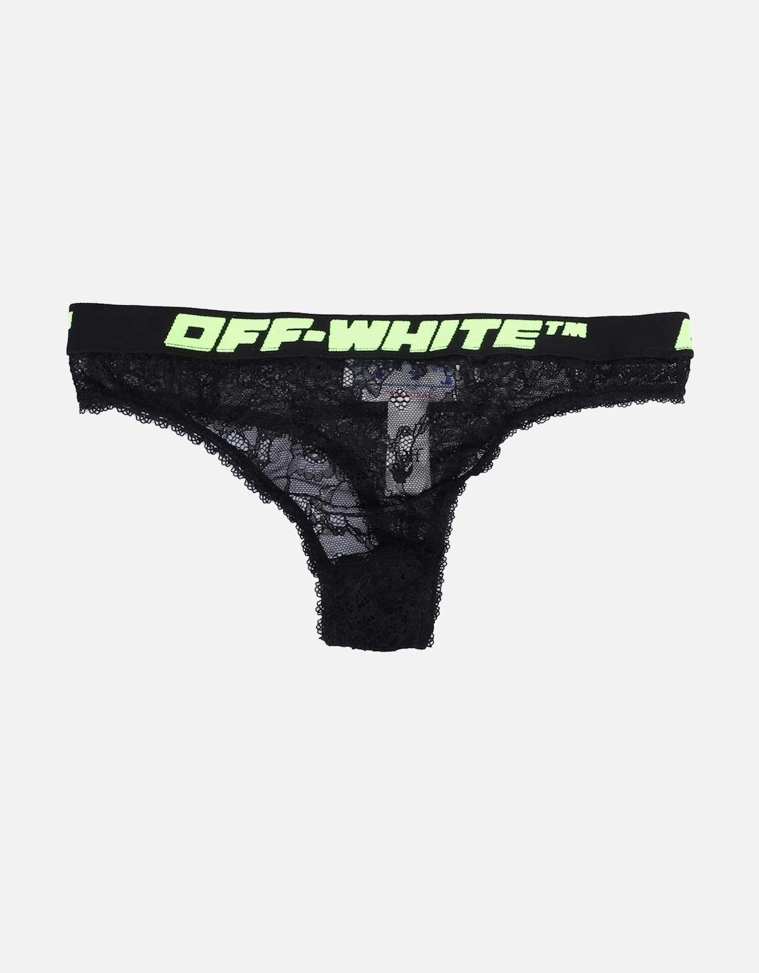 OFF-WHITE Women's Logo Band Lace Thong - Black - Size: 8