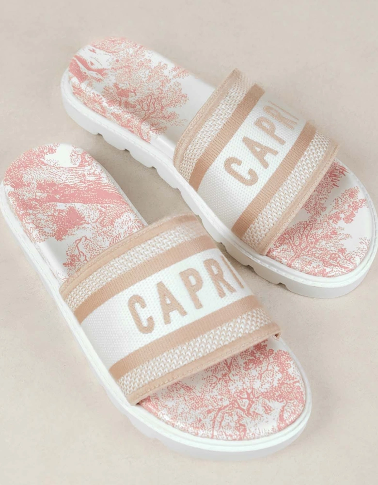 Text Detailing Flat Sandals