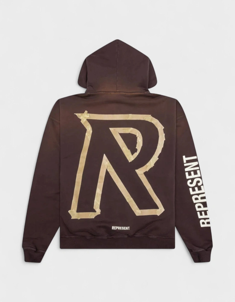 Masking Tape Initial Zipped Hoodie Cedar Brown
