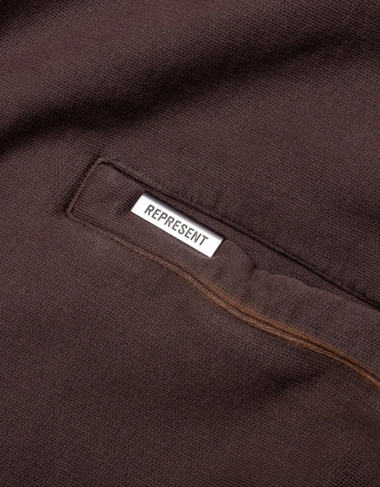 Masking Tape Initial Zipped Hoodie Cedar Brown
