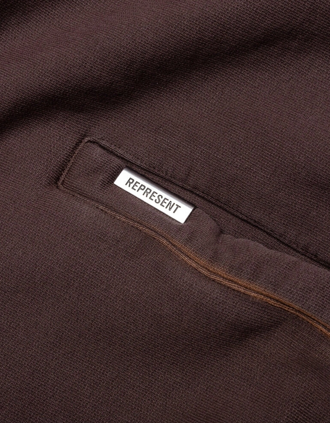 Masking Tape Initial Zipped Hoodie Cedar Brown
