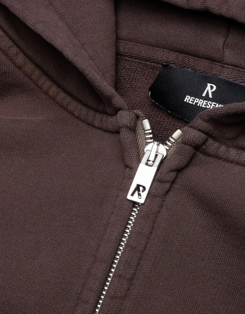 Masking Tape Initial Zipped Hoodie Cedar Brown