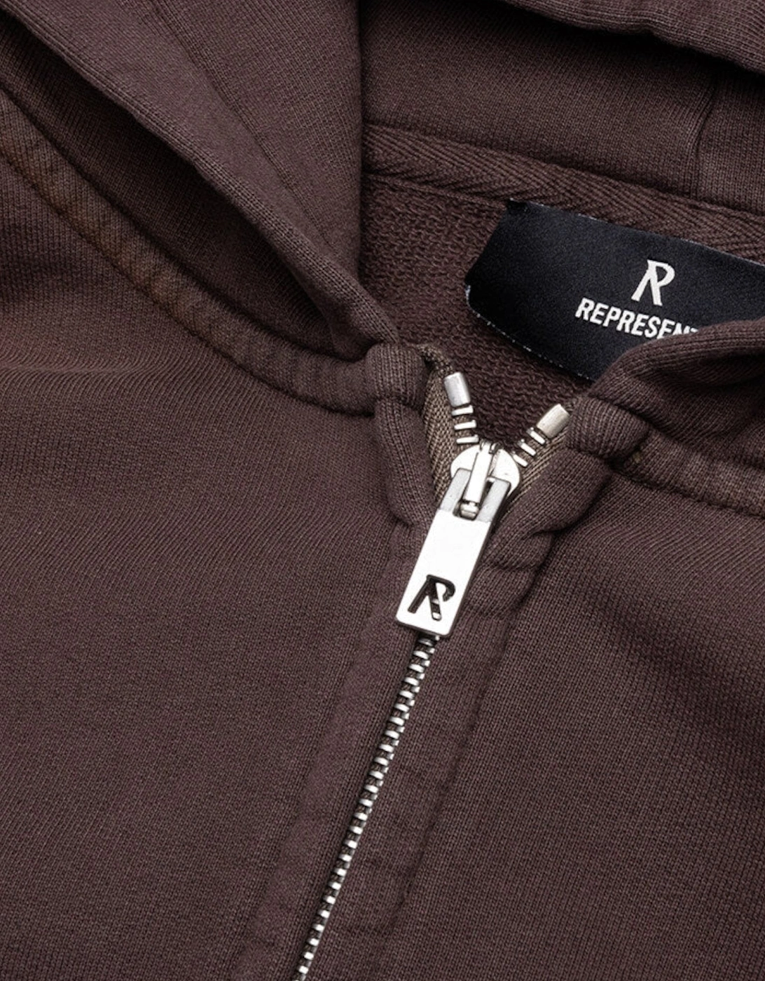 Masking Tape Initial Zipped Hoodie Cedar Brown