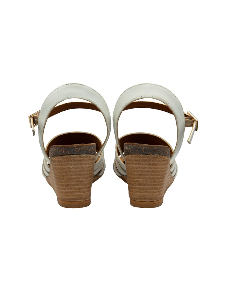 Findon Wedge Sandals - White Leather