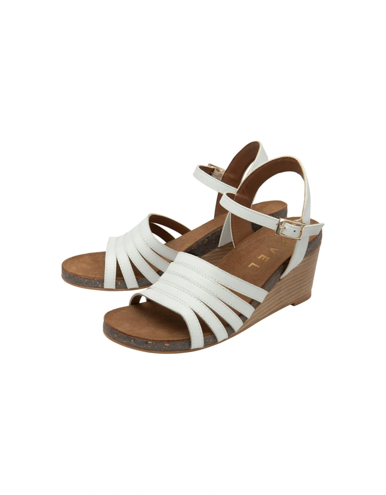 Findon Wedge Sandals - White Leather