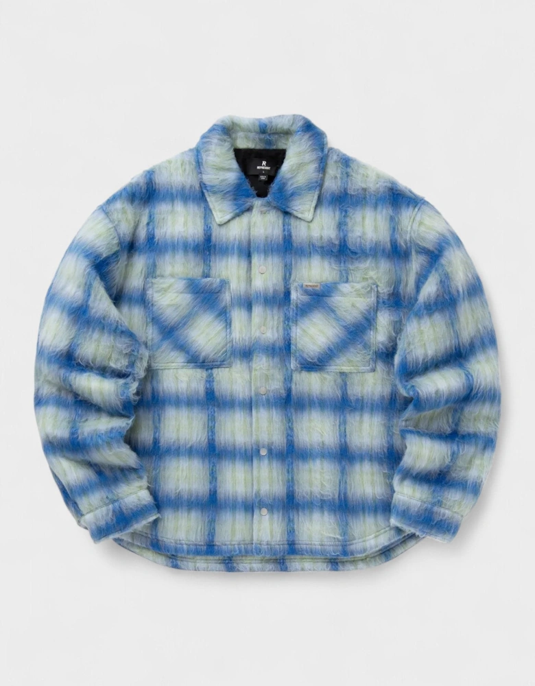 Textured Wool Overshirt Electric Blue