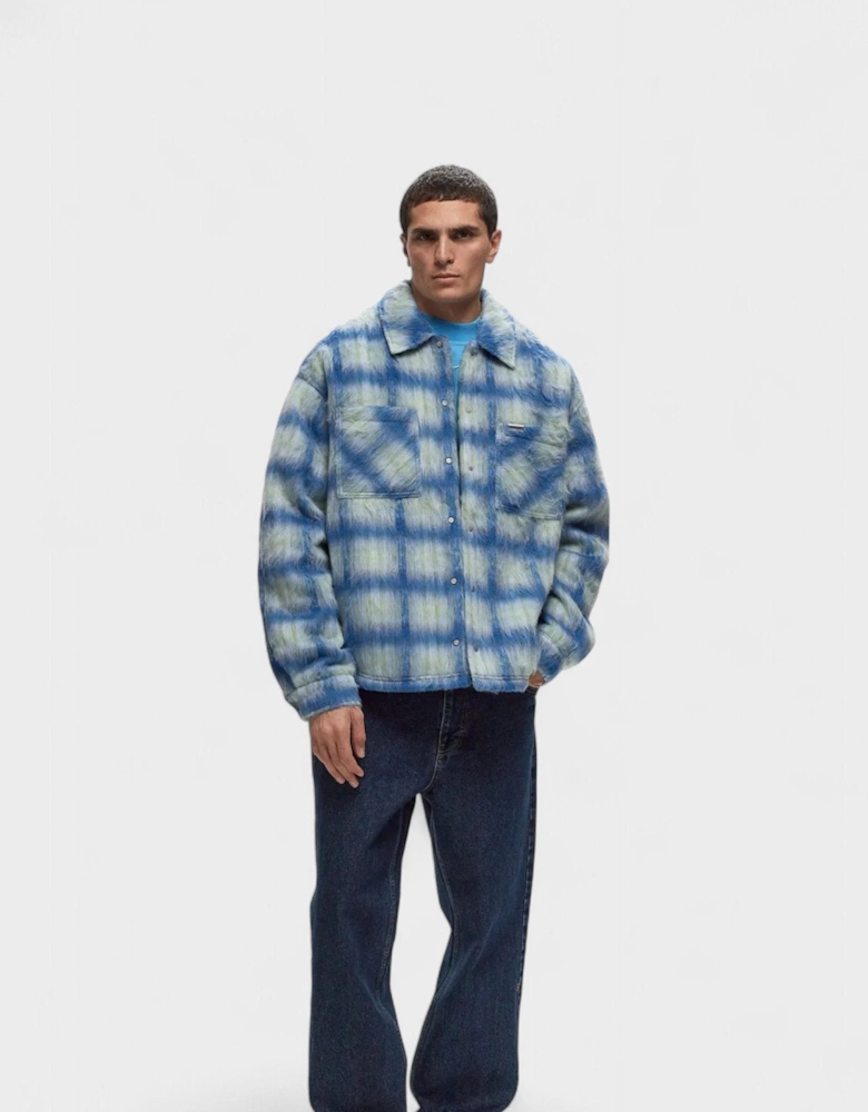 Textured Wool Overshirt Electric Blue