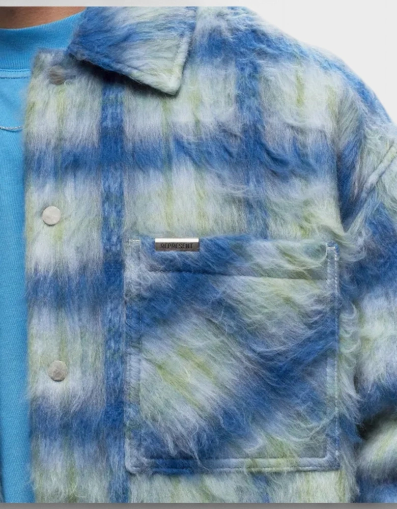 Textured Wool Overshirt Electric Blue