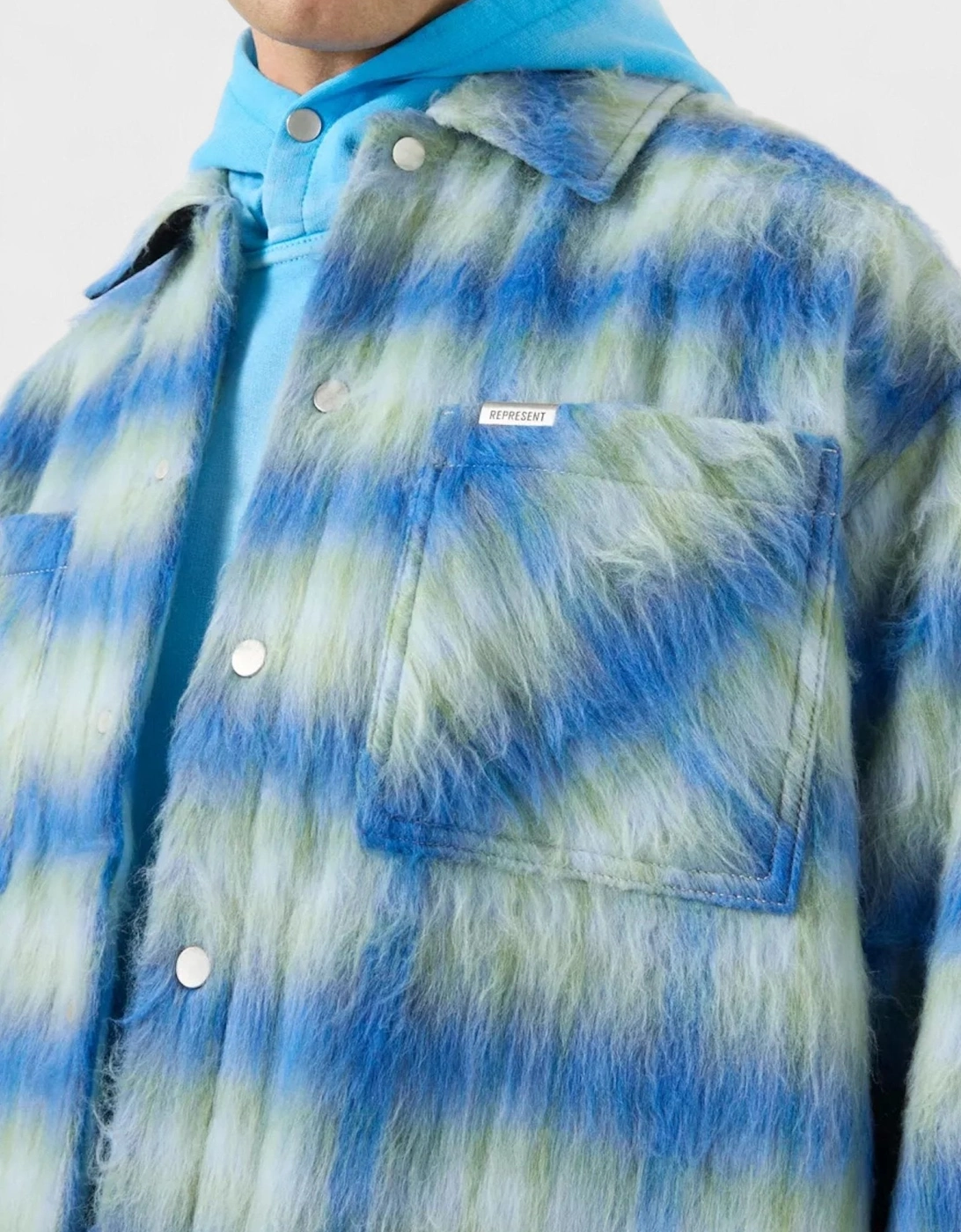 Textured Wool Overshirt Electric Blue