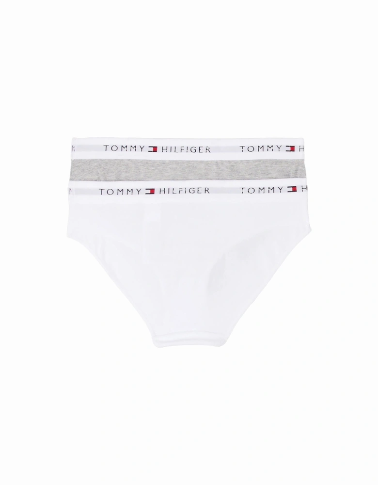 Girls 2-Pack Heritage Logo Bikini Briefs, Grey/White