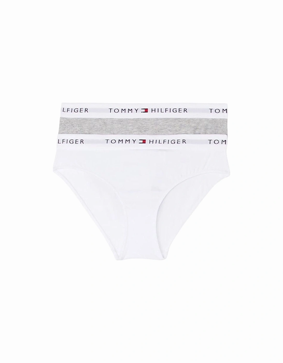 Tommy Hilfiger Girl's Girls 2-Pack Heritage Logo Bikini Briefs, Grey/White - Size: 12 years/13 years/14 years
