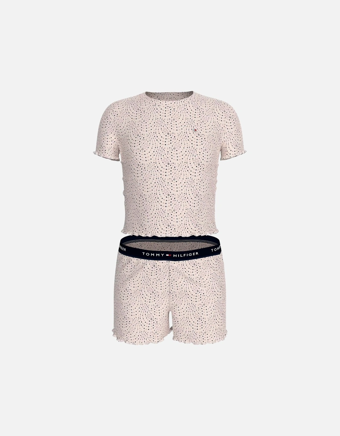 Girls Paisley Dot Short Pyjama Set, Soft Pink, 6 of 5