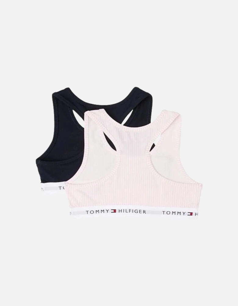 Girls 2-Pack Ithica Stripe Bralette Set, Pink/Navy