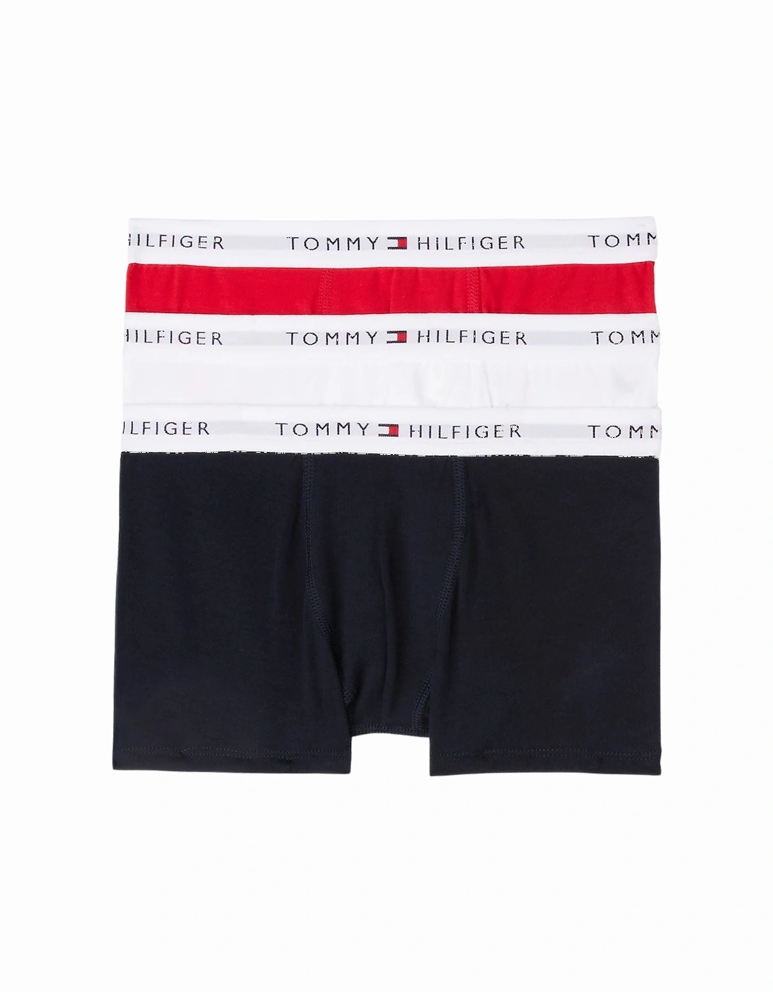 Tommy Hilfiger Boy's 3-Pack Heritage Logo Boys Boxer Trunks, Red/White/Navy - Black - Size: 12 years/13 years/14 years