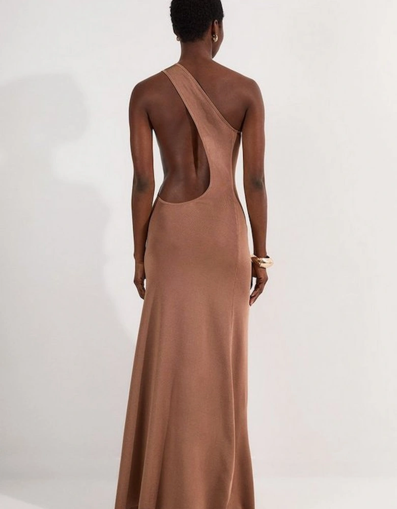 Slinky Backless Knitted Dress With Hardware Detail