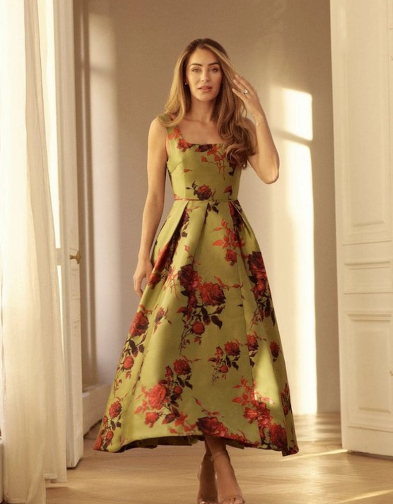 Lydia Millen Floral Jacquard Corseted Woven Maxi Dress