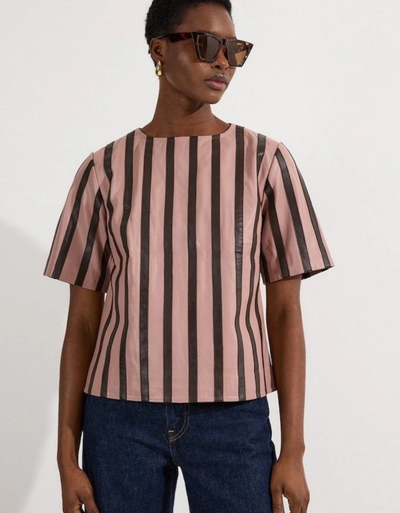 Leather Stripe Mix Top