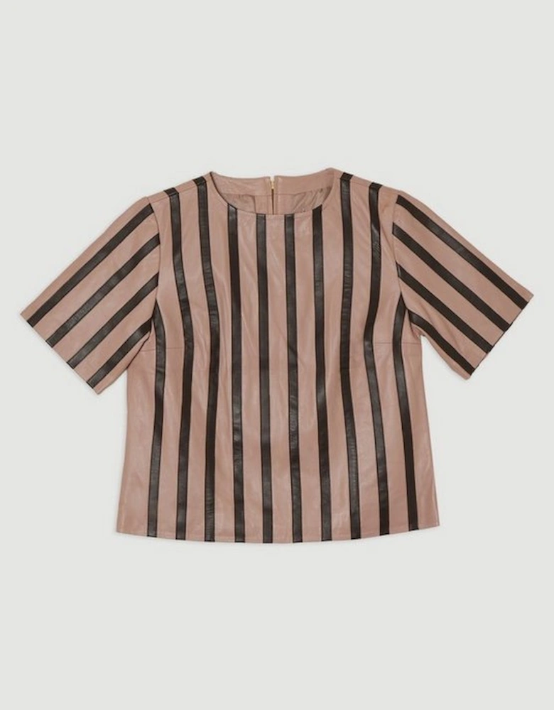 Leather Stripe Mix Top