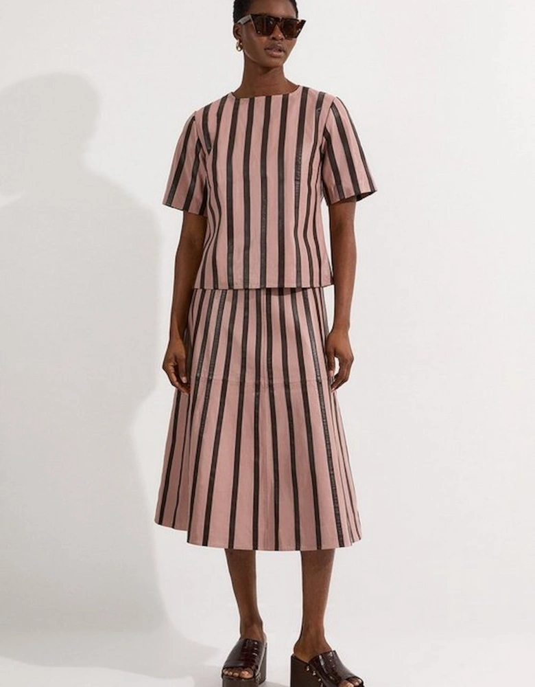 Leather Stripe Mix Top